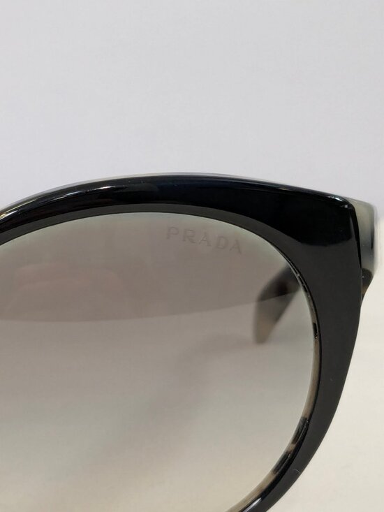 Prada SPR23O Black and Ivory Marble Cat-Eye Sunglasses with Gray Gradient Lenses main image 7